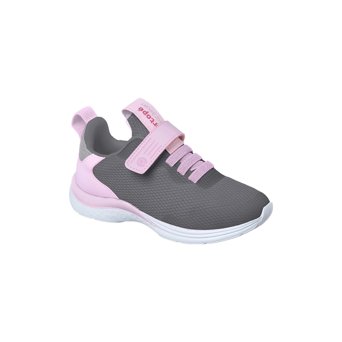 Tênis Infantil Feminino Ortopé Joy Comfy Detalhe Na Sola Rosa E Cinza