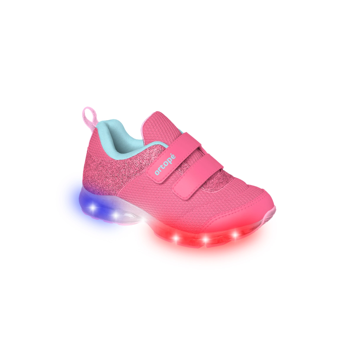 Tênis Infantil Feminino Ortopé Power Light Fecho Duplo Brilho Pink