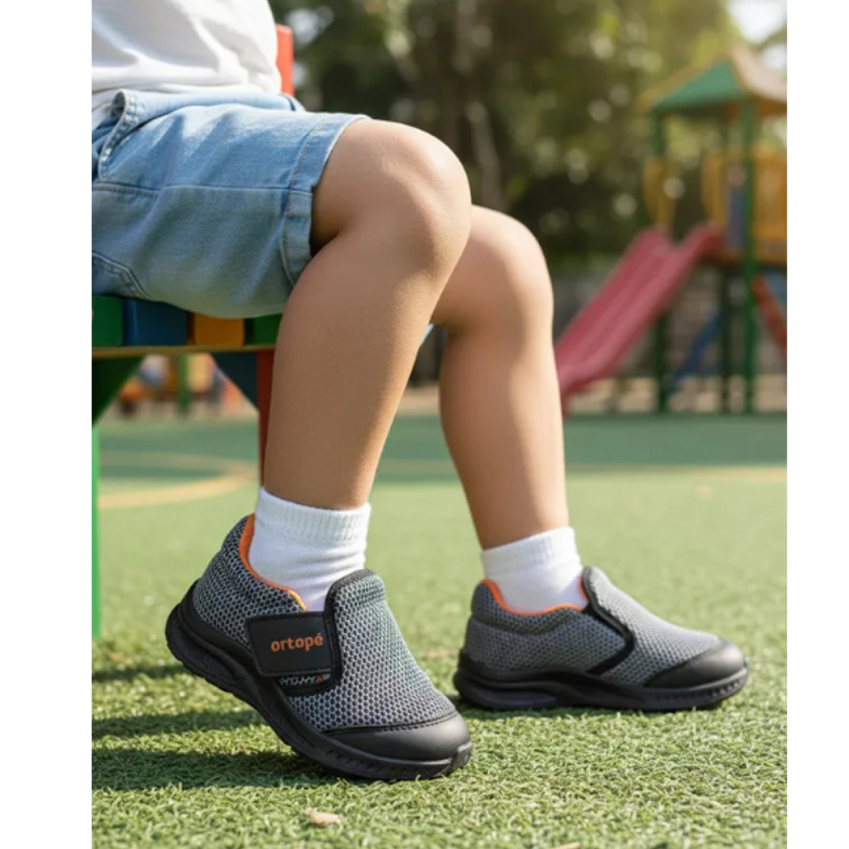 Tênis Infantil Masculino Ortopé DNA Flex Calce Fácil Preto Laranja