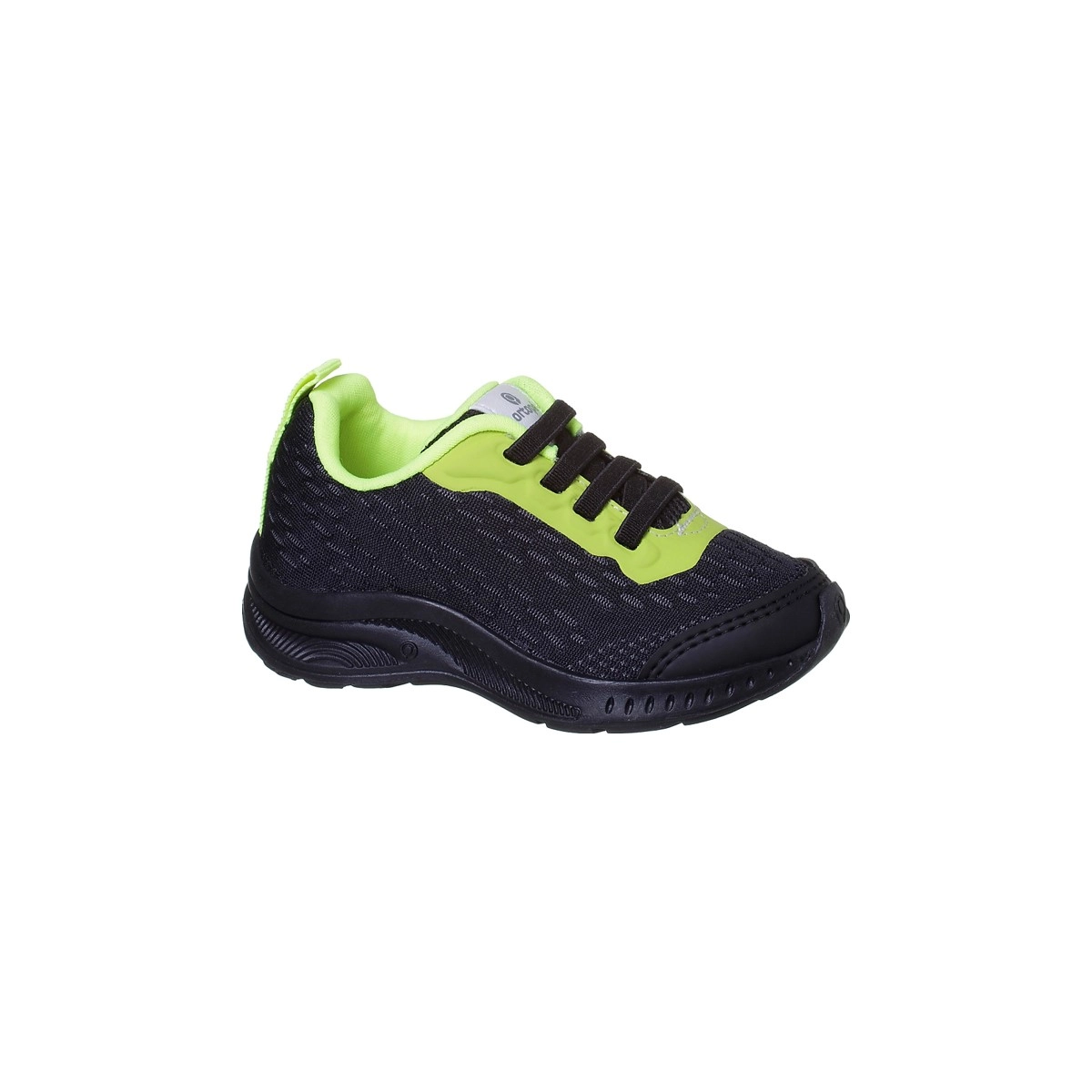 Tênis Infantil Masculino Ortopé Dna Flex Respirável Preto Amarelo Flour