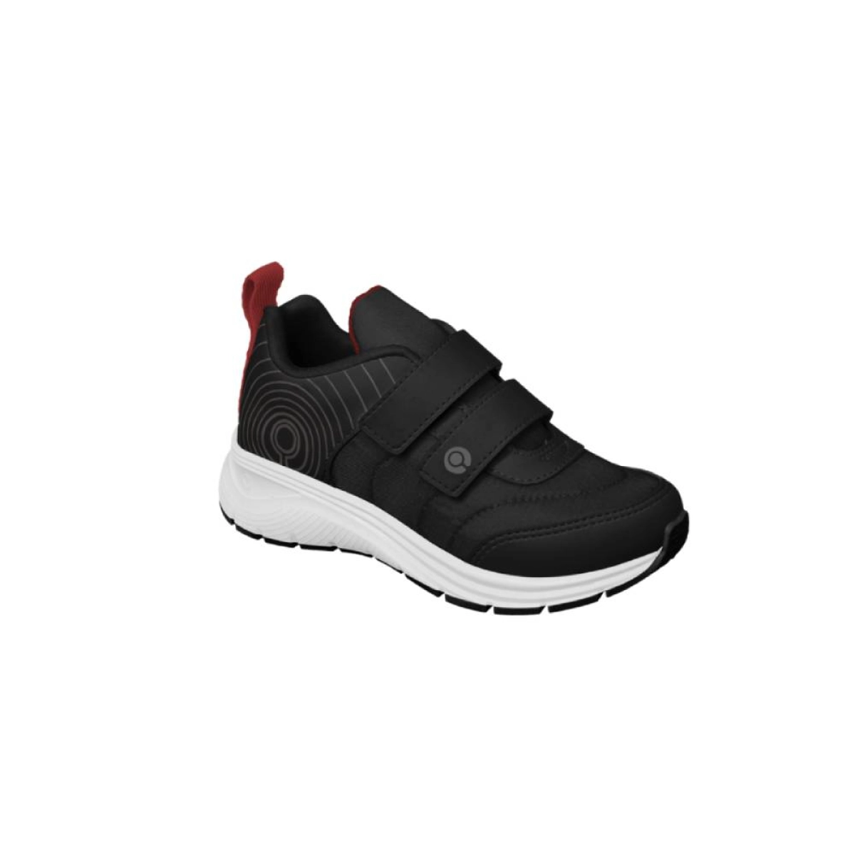 Tênis Infantil Masculino Ortopé Flex Run Fecho Duplo Preto Vermelho