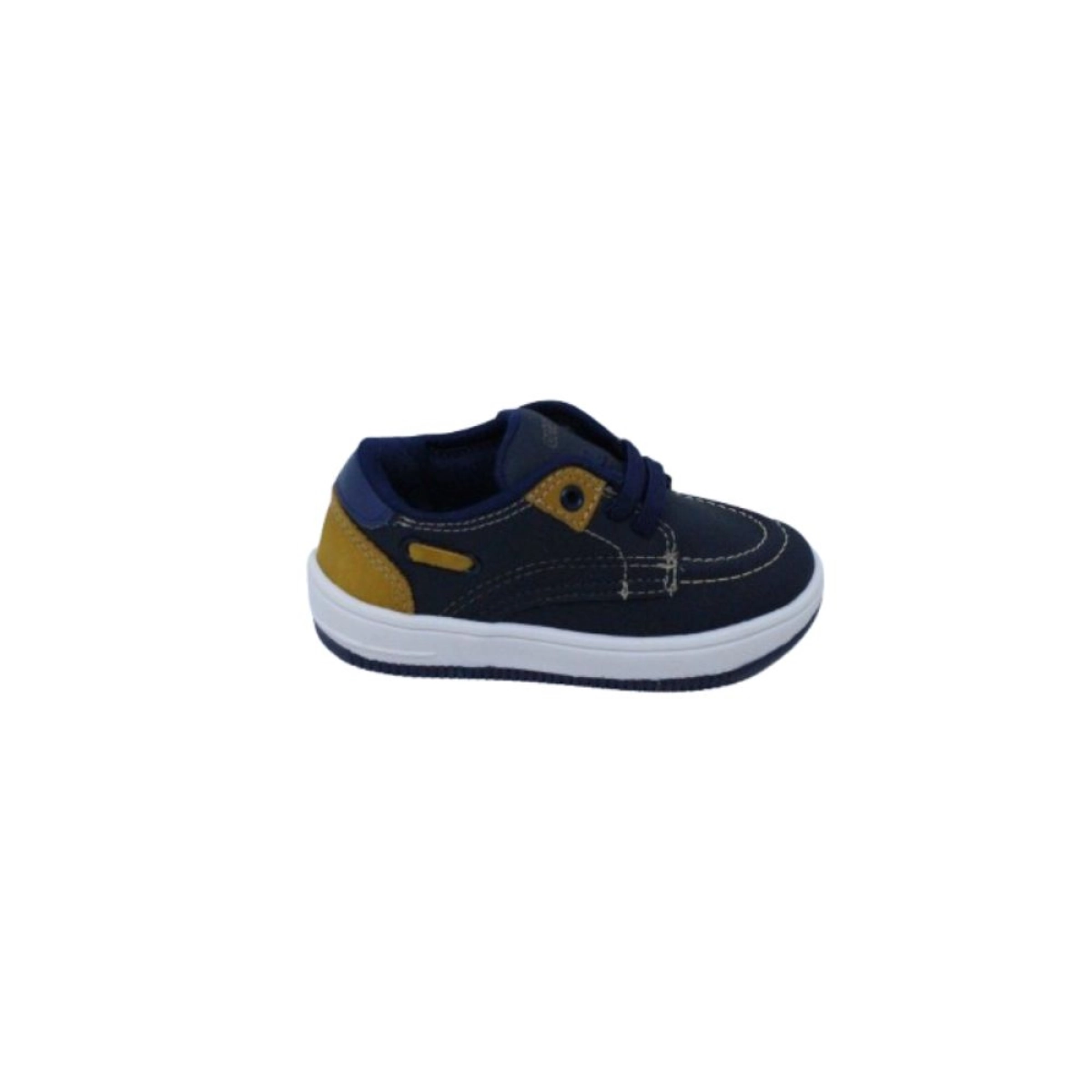 Tênis Infantil Masculino Ortopé Moving Calce Fácil Couro Caramelo E Azul Marinho