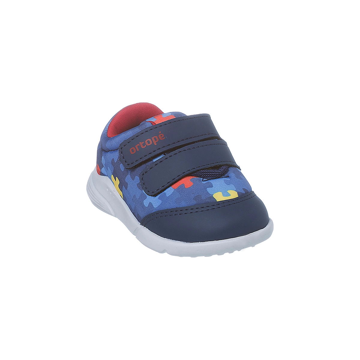 Tênis Infantil Masculino Ortopé Sport Baby Quebra-Cabeça Azul Marinho E Colorido